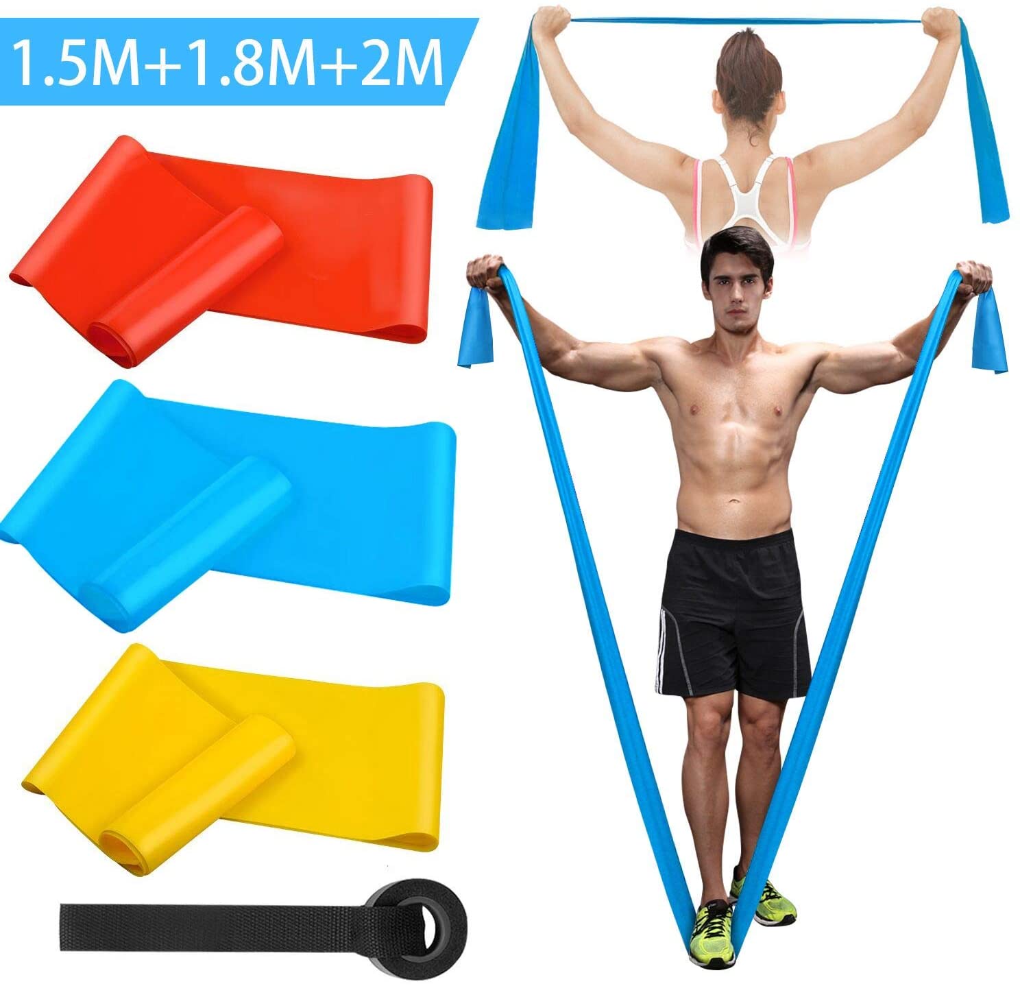 Pilates Bar Kit With Resistance Bands - Эластичные ленты для фитнеса, 3 шт.,