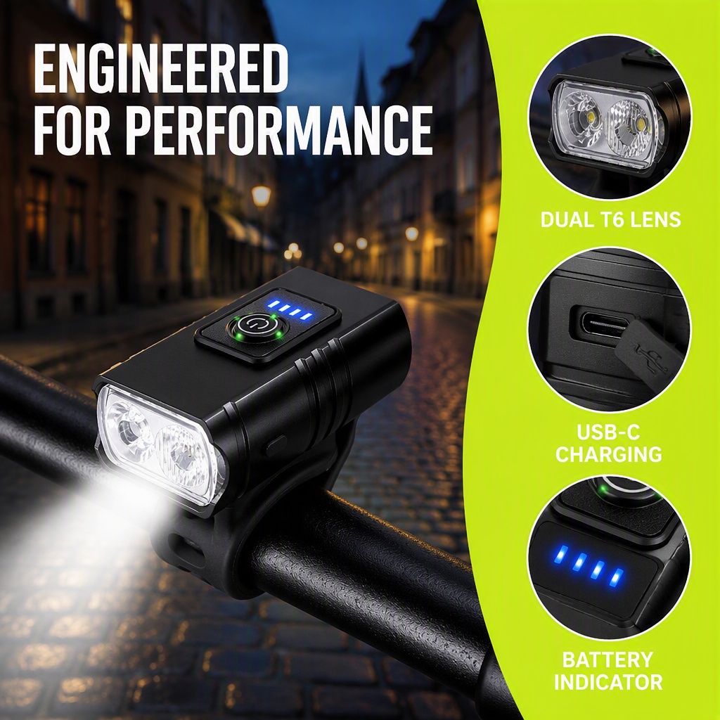 Rechargeable Bicycle Headlight 1000 Lumen - Велосипедный фонарь с USB-зарядкой, светодиодный передний