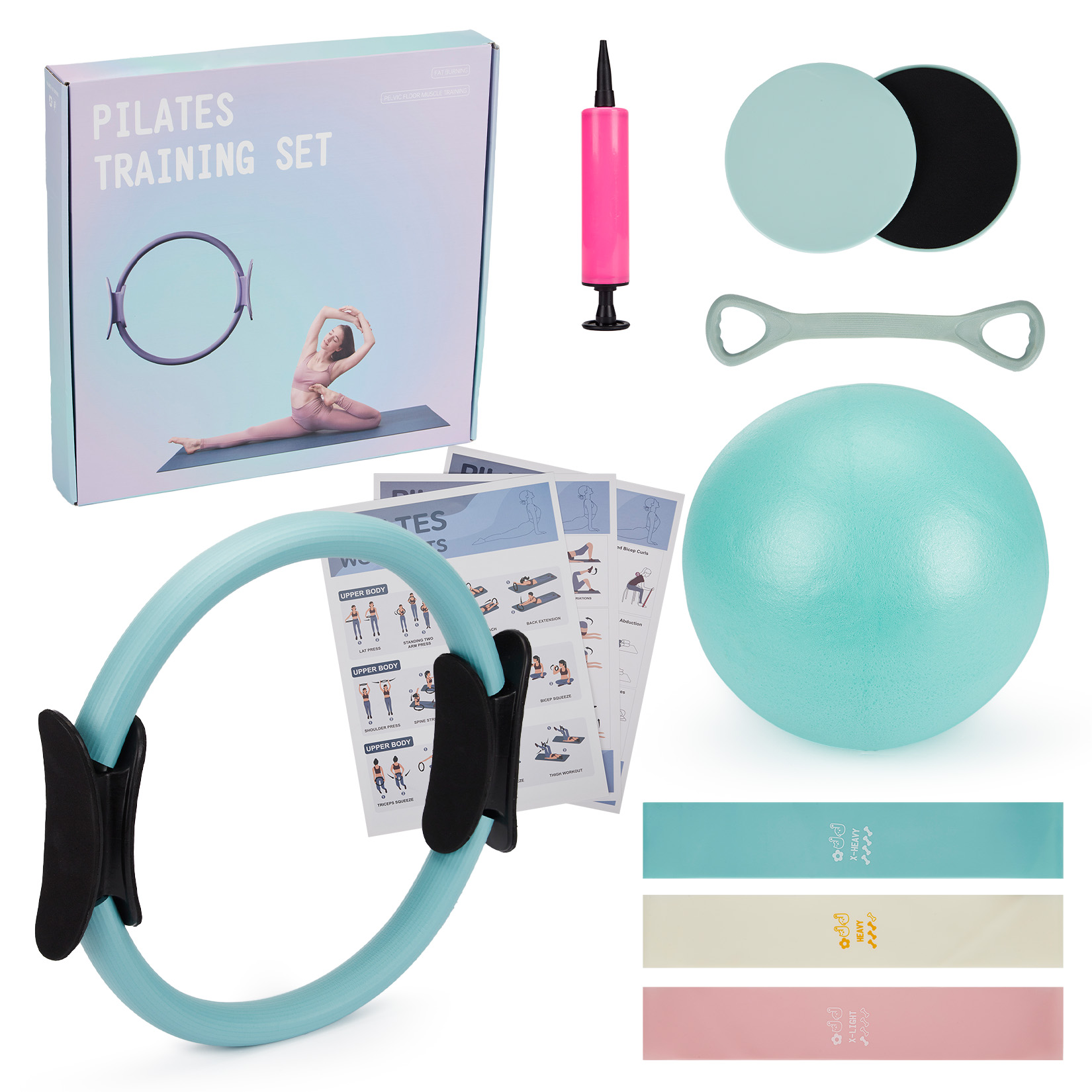 Pilates Bar Kit With Resistance Bands - Набор для пилатеса, 6-в-1: кольцо для