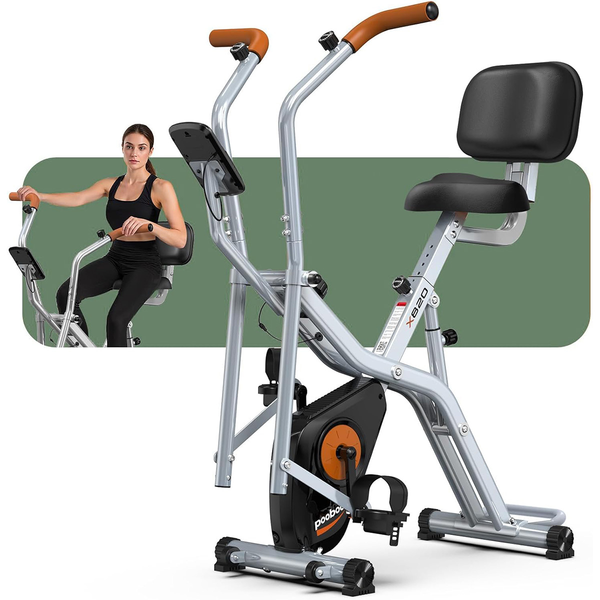 Складной велотренажер Pooboo 2 – обзор и цена Exercise Bike Magnetic Resistance