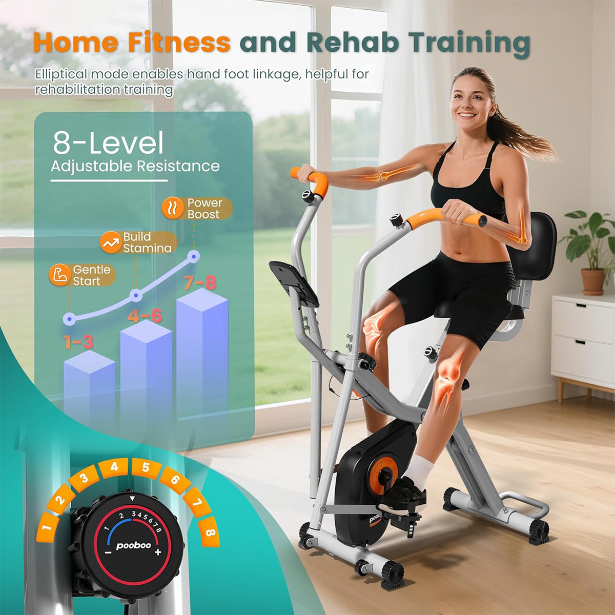Складной велотренажер Pooboo 2 – обзор и цена Exercise Bike Magnetic Resistance